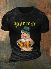 Herren Bierfest Lustiges Katzen-Print-Shirt