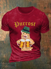 Herren Bierfest Lustiges Katzen-Print-Shirt