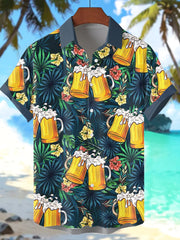 Men's Beer Print Short Sleeve Shirt
