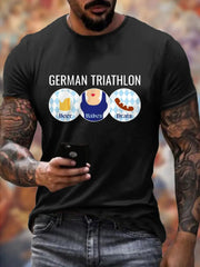 Männer Oktoberfest Triathlon Lustiges Trinken T-Shirt