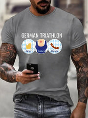 Männer Oktoberfest Triathlon Lustiges Trinken T-Shirt