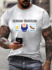 Männer Oktoberfest Triathlon Lustiges Trinken T-Shirt