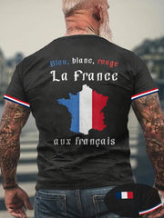 T-shirt Bleu Blanc Rouge France Aux Français Patriote Homme