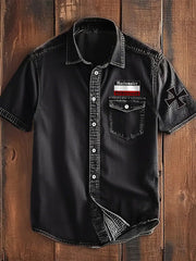 Herren Nationaler Wider stand bedrucktes Kurzarm-Shirt