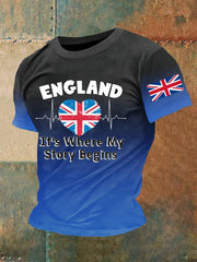 Men's England Print Casual Tee