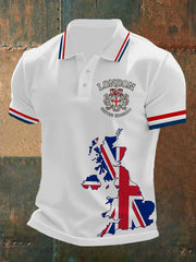 Men's England Flag Printed Short Sleeve POLO T-shirt