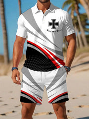 Herren Deutschland Iron Cross Lässiger Business-Kurzarm-Polo-Anzug