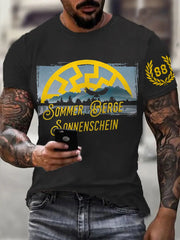 Männer Sonne und Nummer bedrucktes Kurzarm-T-Shirt