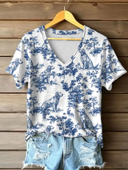 Damen Golden Retriever T-Shirts mit V-Ausschnitt