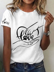 Damen-Pfote und hand bedrucktes lässiges T-Shirt