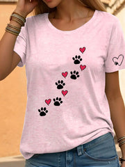 Frauen Liebe Herz Hund Pfote T-Shirt