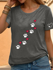 Frauen Liebe Herz Hund Pfote T-Shirt