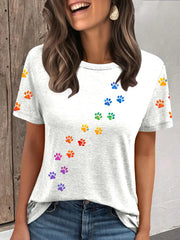 Frauen bunte Hunde Pfote T-Shirt