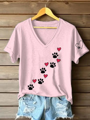 Frauen Liebe Herz Hund Pfote T-Shirt