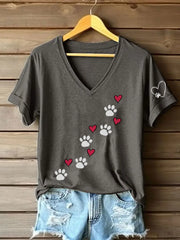 Frauen Liebe Herz Hund Pfote T-Shirt