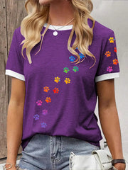 Frauen bunte Hunde Pfote T-Shirt