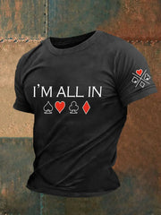 Herren Poker Karten Kunstdruck Kurzarm T-Shirt