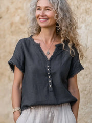 Einfaches Leinen hemd für Damen Vintage