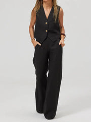 Damen Mode Weste Spleißen einfarbig Baumwolle und Leinen Freizeit anzug