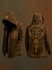 Herren Strickjacke mit Kapuze im Viking-Stil