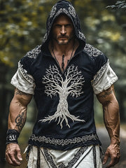 Herren-T-Shirt mit Kapuze im Wikinger-Stil