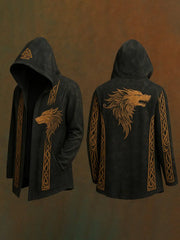 Herren Strickjacke mit Kapuze im Viking-Stil