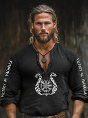 Langarm-T-Shirt aus Baumwolle und Leinen für Herren Viking