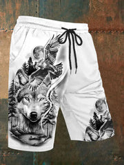 Freizeit shorts mit Wolfs druck für Männer