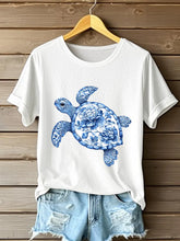 Damen-Blumen schildkröten druck lässig T-Shirt