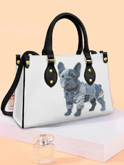 Damen Bulldog Patchwork Kunst Leder Umhängetasche