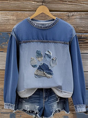 Damen Jeans pfote Sweatshirt