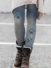 Damen-Denim-Pfoten-Leggings