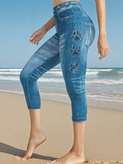 Leggings mit Jeans-Pfote für Frauen