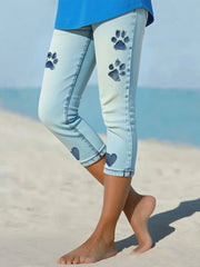 Damen-Denim-Pfoten-Leggings