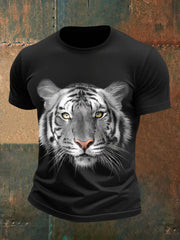 Herren T-Shirts mit weißem Tiger gesicht