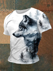 Herren Wolf Wald Kunstdruck T-Shirt