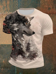 Herren Wolf Wald Kunstdruck T-Shirt