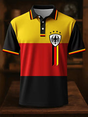 Männer schwarz rot und gelb bedruckt kurzärmliges Hemd