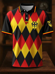 Männer schwarz rot und gelb bedruckt kurzärmliges Hemd