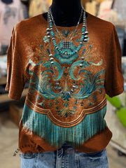 Frauen lässig Western Print T-Shirt