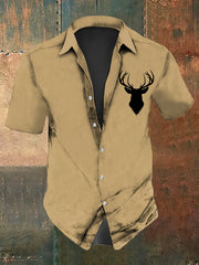 Westliches Hemd mit Hirschkopf druck Kurzarm für Herren