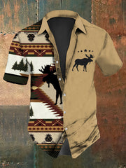 Westliches Hemd mit Hirsch druck Kurzarm für Männer