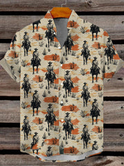 Westliches Cowboy-Print-Hemd für Männer Kurzarm