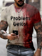 Herren Problem gelöst Blutige Art Print Casual T-Shirt