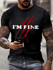 Herren I'm Fine Blutige Kunst gedruckt lässig T-Shirt