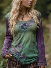 Elegantes, mit Blumen besticktes Damen-Vintage-Hemd