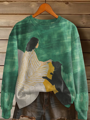 Damen Hund Kunstdruck Casual Sweatshirt