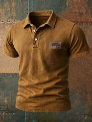Herren Retro Western Buffalo Print Casual Top
