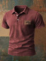 Herren Retro Western Buffalo Print Casual Top