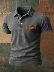 Herren Retro Western Buffalo Print Casual Top